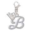 Silver Plated Small Gelato Script Initial - B - Silver Plated Clip on Charm with Mini Year 2026: Year to Remember Jewelry Gift - Celebrations