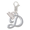 Silver Plated Small Gelato Script Initial - D - Silver Plated Clip on Charm with Mini Year 2026: Year to Remember Jewelry Gift - Celebrations