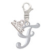 Silver Plated Small Gelato Script Initial - F - Silver Plated Clip on Charm with Mini Year 2026: Year to Remember Jewelry Gift - Celebrations