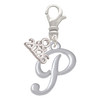 Silver Plated Small Gelato Script Initial - P - Silver Plated Clip on Charm with Mini Year 2026: Year to Remember Jewelry Gift - Celebrations