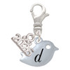 Silver Plated Little Bird Initial - D - Silver Plated Clip on Charm with Mini Year 2026: Year to Remember Jewelry Gift - Celebrations