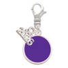 Silver Plated Small Purple Enamel Disc - Silver Plated Clip on Charm with Mini Year 2026: Year to Remember Jewelry Gift - Celebrations
