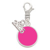 Silver Plated Small Hot Pink Enamel Disc - Silver Plated Clip on Charm with Mini Year 2026: Year to Remember Jewelry Gift - Celebrations