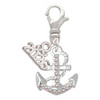 Silver Plated AB Crystal Anchor - Silver Plated Clip on Charm with Mini Year 2026: Year to Remember Jewelry Gift - Celebrations