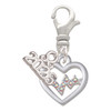 Silver Plated Heart with AB Crystal Heartbeat - Silver Plated Clip on Charm with Mini Year 2026: Year to Remember Jewelry Gift - Celebrations