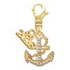 Gold-tone Clear Crystal Anchor - Gold-tone Plated Clip on Charm with Mini Year 2026: Year to Remember Jewelry Gift - Celebrations