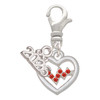 Silver Plated Heart with Red Crystal Heartbeat - Silver Plated Clip on Charm with Mini Year 2026: Year to Remember Jewelry Gift - Celebrations