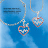 Silver Plated Large Red Crystal Heart with Clear Heartbeat - Silver Plated Clip on Charm with Mini Year 2026