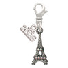 Black Nickeltone AB Crystal Eiffel Tower - Silver Plated Clip on Charm with Mini Year 2026: Year to Remember Jewelry Gift - Celebrations