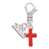 Silver Plated Small Red Crystal Cross - Silver Plated Clip on Charm with Mini Year 2026: Year to Remember Jewelry Gift - Celebrations