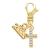 Gold-tone Small Crystal Cross - Gold-tone Plated Clip on Charm with Mini Year 2026: Year to Remember Jewelry Gift - Celebrations
