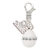 White Easter Egg with Clear Crystal Band - Silver Plated Clip on Charm with Mini Year 2026: Year to Remember Jewelry Gift - Celebrations