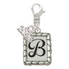 Silver Plated Pebble Border Initial - B - Silver Plated Clip on Charm with Mini Year 2026: Year to Remember Jewelry Gift - Celebrations