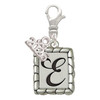 Silver Plated Pebble Border Initial - E - Silver Plated Clip on Charm with Mini Year 2026: Year to Remember Jewelry Gift - Celebrations