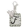 Silver Plated Pebble Border Initial - F - Silver Plated Clip on Charm with Mini Year 2026: Year to Remember Jewelry Gift - Celebrations