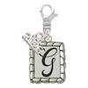Silver Plated Pebble Border Initial - G - Silver Plated Clip on Charm with Mini Year 2026: Year to Remember Jewelry Gift - Celebrations