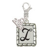 Silver Plated Pebble Border Initial - I - Silver Plated Clip on Charm with Mini Year 2026: Year to Remember Jewelry Gift - Celebrations