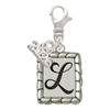 Silver Plated Pebble Border Initial - L - Silver Plated Clip on Charm with Mini Year 2026: Year to Remember Jewelry Gift - Celebrations