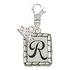Silver Plated Pebble Border Initial - R - Silver Plated Clip on Charm with Mini Year 2026: Year to Remember Jewelry Gift - Celebrations