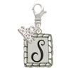 Silver Plated Pebble Border Initial - S - Silver Plated Clip on Charm with Mini Year 2026: Year to Remember Jewelry Gift - Celebrations