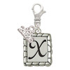 Silver Plated Pebble Border Initial - X - Silver Plated Clip on Charm with Mini Year 2026: Year to Remember Jewelry Gift - Celebrations