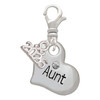 Silver Plated Large ''Aunt'' Heart with Clear Crystal - Silver Plated Clip on Charm with Mini Year 2026: Year to Remember Jewelry Gift - Celebrations