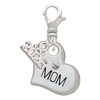 Silver Plated Large ''Mom'' Heart with Clear Crystal - Silver Plated Clip on Charm with Mini Year 2026: Year to Remember Jewelry Gift - Celebrations