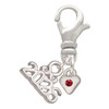 Silver Plated Mini January - Maroon Crystal Heart - Silver Plated Clip on Charm with Mini Year 2026: Year to Remember Jewelry Gift - Celebrations
