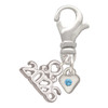 Silver Plated Mini March - Hot Blue Crystal Heart - Silver Plated Clip on Charm with Mini Year 2026: Year to Remember Jewelry Gift - Celebrations