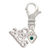 Silver Plated Mini May - Green Crystal Heart - Silver Plated Clip on Charm with Mini Year 2026: Year to Remember Jewelry Gift - Celebrations