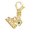 Gold-tone Mini Teal Crystal Heart - Gold-tone Plated Clip on Charm with Mini Year 2026: Year to Remember Jewelry Gift - Celebrations