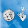Silver Plated Large May - Green Crystal Heart - Silver Plated Clip on Charm with Mini Year 2026 Jewelry Ideas and Examples