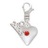 Silver Plated Large July - Red Crystal Heart - Silver Plated Clip on Charm with Mini Year 2026: Year to Remember Jewelry Gift - Celebrations