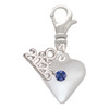 Silver Plated Large September - Blue Crystal Heart - Silver Plated Clip on Charm with Mini Year 2026: Year to Remember Jewelry Gift - Celebrations
