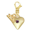 Gold-tone Large Purple Crystal Heart - Gold-tone Plated Clip on Charm with Mini Year 2026: Year to Remember Jewelry Gift - Celebrations