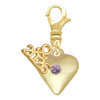 Gold-tone Large Light Purple Crystal Heart - Gold-tone Plated Clip on Charm with Mini Year 2026: Year to Remember Jewelry Gift - Celebrations