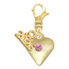 Gold-tone Large Hot Pink Crystal Heart - Gold-tone Plated Clip on Charm with Mini Year 2026: Year to Remember Jewelry Gift - Celebrations