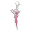 Silver Plated Large Hot Pink Crystal Lightning Bolt - Silver Plated Clip on Charm with Mini Year 2026: Year to Remember Jewelry Gift - Celebrations