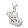 Silver Plated Large Wife Heart - Silver Plated Clip on Charm with Mini Year 2026: Year to Remember Jewelry Gift - Celebrations