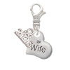Silver Plated Small Wife Heart - Silver Plated Clip on Charm with Mini Year 2026: Year to Remember Jewelry Gift - Celebrations