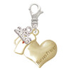 Two-tone Nurse's Prayer Heart - Healing Hand - Silver Plated Clip on Charm with Mini Year 2026: Year to Remember Jewelry Gift - Celebrations