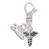 Silver Plated Mini Caduceus - Silver Plated Clip on Charm with Mini Year 2026: Year to Remember Jewelry Gift - Celebrations