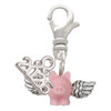Silver Plated Mini Pink Flying Pig - Silver Plated Clip on Charm with Mini Year 2026: Year to Remember Jewelry Gift - Celebrations