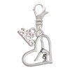 Silver Plated Gymnast in Heart - Silver Plated Clip on Charm with Mini Year 2026: Year to Remember Jewelry Gift - Celebrations