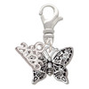 Silver Plated Small Antiqued Crystal Butterfly - Silver Plated Clip on Charm with Mini Year 2026: Year to Remember Jewelry Gift - Celebrations
