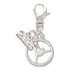 Silhouette Gymnast Disc - Raised Leg Split - Silver Plated Clip on Charm with Mini Year 2026: Year to Remember Jewelry Gift - Celebrations