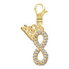 Gold-tone Crystal Infinity Sign - Gold-tone Plated Clip on Charm with Mini Year 2026: Year to Remember Jewelry Gift - Celebrations