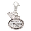 Silver Plated Keep Calm The Pharmacist is Here - Silver Plated Clip on Charm with Mini Year 2026: Year to Remember Jewelry Gift - Celebrations
