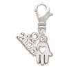 Silver Plated Small Heart Hamsa Hand - Silver Plated Clip on Charm with Mini Year 2026: Year to Remember Jewelry Gift - Celebrations