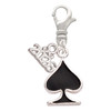 Silver Plated Card Suit - Black Spade - Silver Plated Clip on Charm with Mini Year 2026: Year to Remember Jewelry Gift - Celebrations